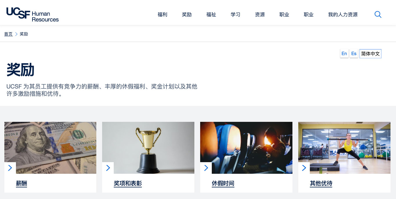 Screen grab of Chinese version of Rewards page
