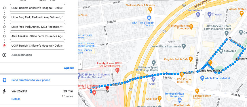 Oakland short walking route map