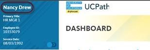 Screenshot of UCPath dashboard to show name display