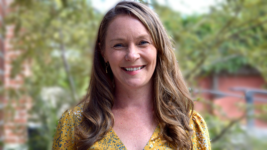 Sierra Garthwaite, woman with long, dark blonde hair