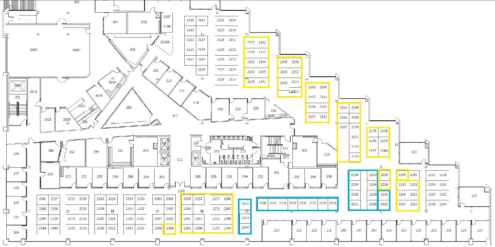 Map of second floor of 2001 The Embarcadero