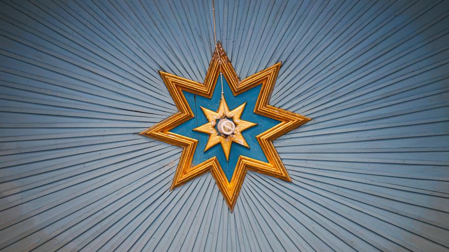 ornate blue and copper star
