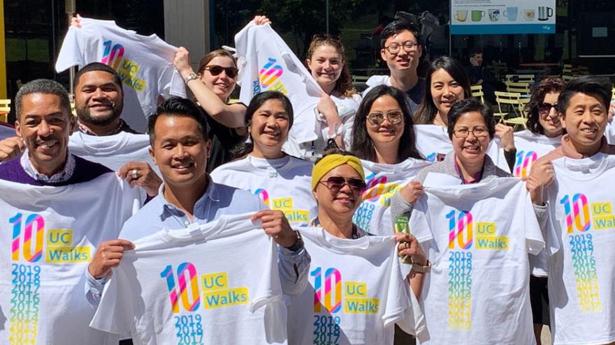UCSF employees with UC Moves t-shirts