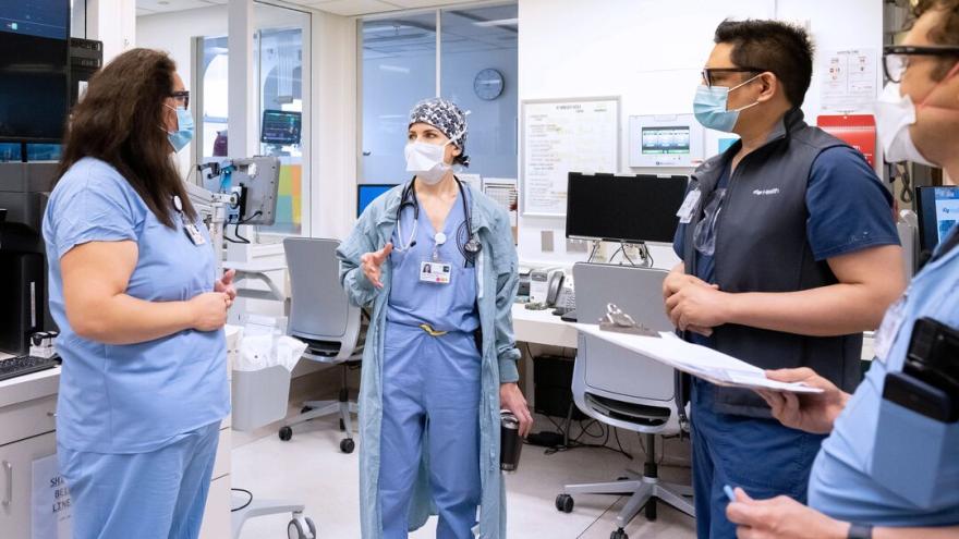 UCSF Health employees gather for a stand up meeting