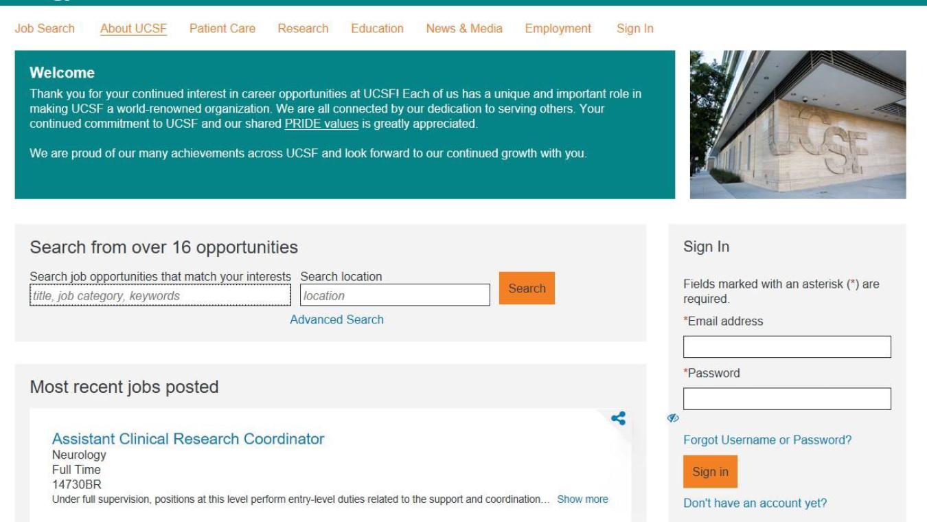 Screen capture of Talent Gateway landing page