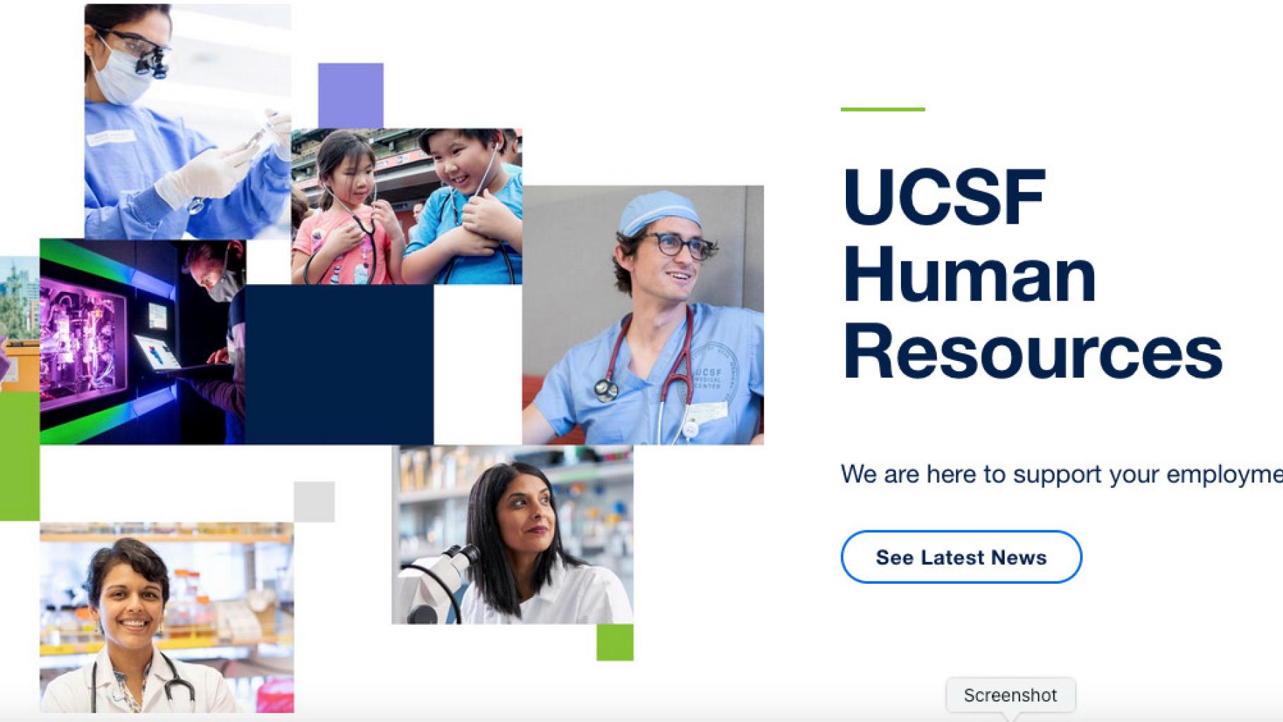 screen shot of hr.ucsf.edu home page