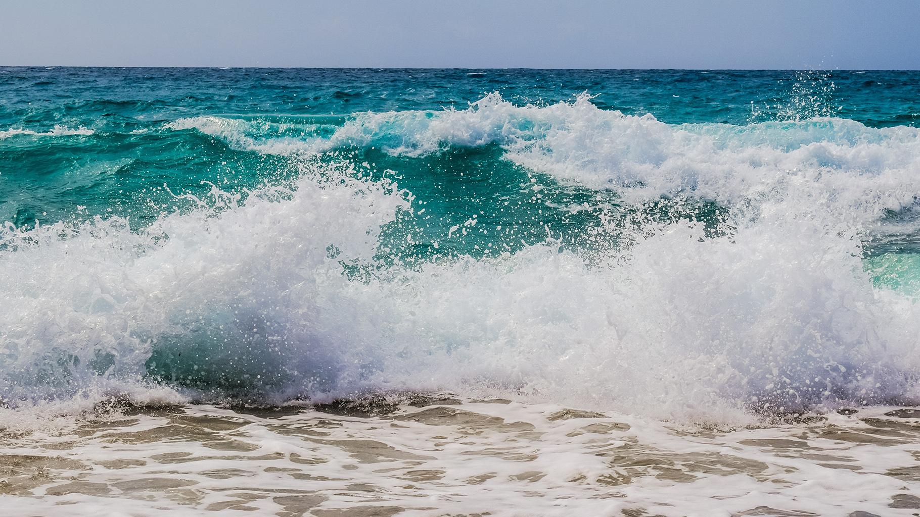 Ocean waves washing ashore