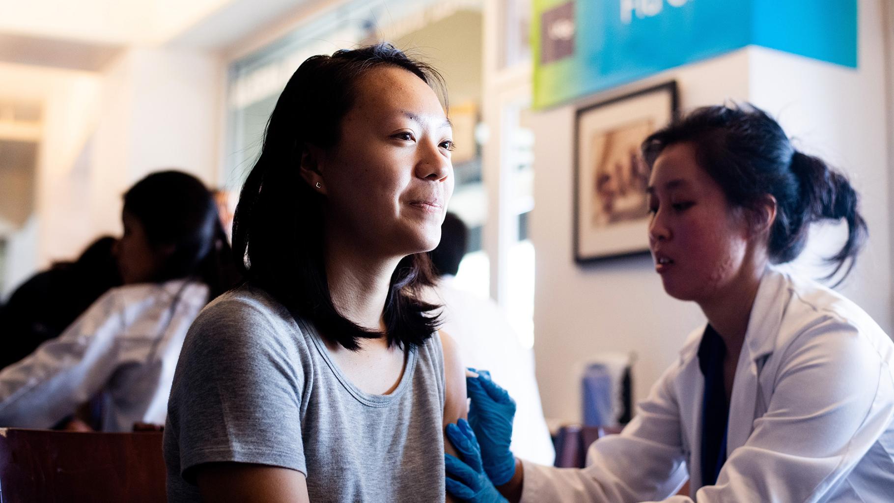 Person receives flu shot